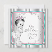 Rosa und Aquamarin Blau 1. Geburtstag Einladung (Vorderseite)