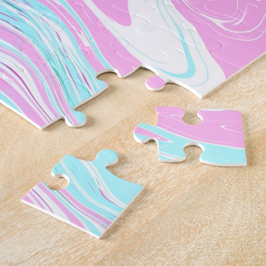 Rosa und Aquamarin blaue Baumwolle - Marmorfarbe Puzzle (Seite)