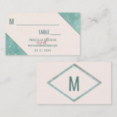Rosa und Aquamarin Blue Imitats Glitzer Sequin Wed Platzkarte (Vorne/Hinten)