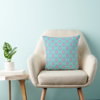 Rosa und Aquamarin Diamant-Berst-Geometrie-Muster Kissen