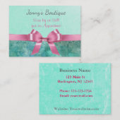 Rosa und Aquamarin mit rosa Bow Glitzer Business C Terminkarte (Vorne/Hinten)