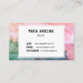 Rosa und aquamarine abstrakte Aquarellfarben bedrü Visitenkarte (Rückseite)