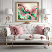 Rosa und Aquamarine Abstrakte Meeresbewegung Poster