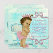 Rosa und Aquamarine Blue African American Baby Dus Einladung (Vorne/Hinten)