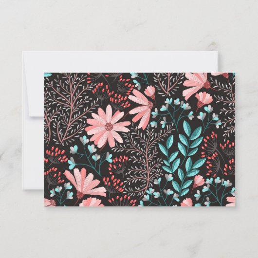 Rosa und Aquamarine Blume UAWG RSVP Karte (Rückseite)