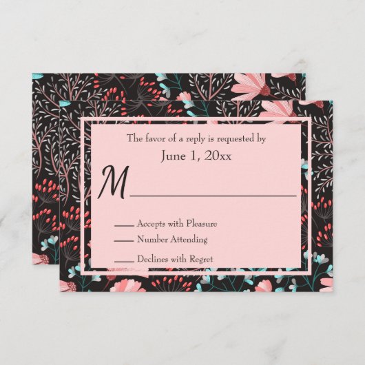 Rosa und Aquamarine Blume UAWG RSVP Karte (Vorne/Hinten)