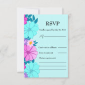 Rosa und Aquamarine Blumenhochzeit RSVP Karte (Vorderseite)