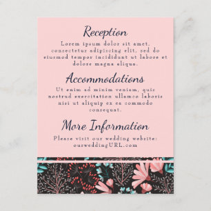 Rosa und Aquamarine Blumenkarten für Empfänge Begleitkarte