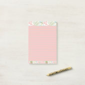 Rosa und aquamarine Blüten Post-it Klebezettel (Auf Schreibtisch)