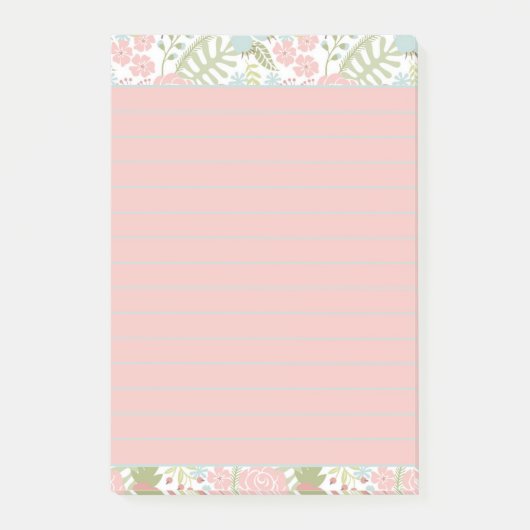 Rosa und aquamarine Blüten Post-it Klebezettel (Vorderseite)