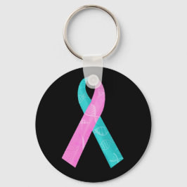 Rosa und Aquamarine BRCA-DNA-Ribbon Schlüsselanhänger