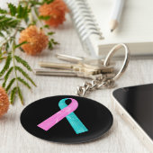 Rosa und Aquamarine BRCA-DNA-Ribbon Schlüsselanhänger (Seite)