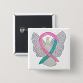 Rosa und Aquamarine Buttone zur Sensibilisierung f Button (Vorne & Hinten)