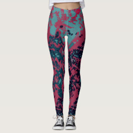 rosa und aquamarine Camouflage abstrakte Leggings
