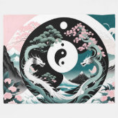 Rosa und Aquamarine Drachen Asiatische Landschaft  Fleecedecke (Vorderseite (Horizontal))