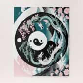 Rosa und Aquamarine Drachen Asiatische Landschaft Puzzle (Vertikal)