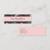 Rosa und Aquamarine dunkle Blumenmuster Mini Visitenkarte (Vorne/Hinten)