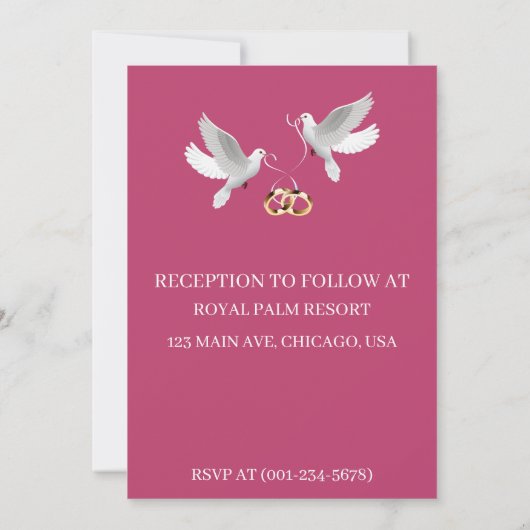 Rosa und Aquamarine Einladung zur Hochzeit (Rückseite)