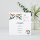 Rosa und Aquamarine Folklore Einladung (Stehend Vorderseite)