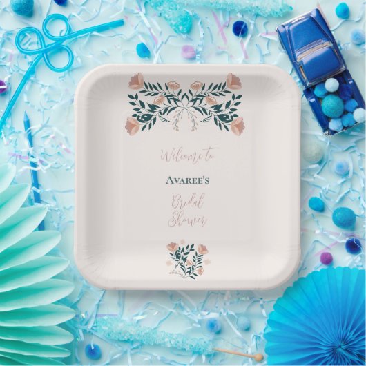 Rosa und Aquamarine Folklore Pappteller (Party)