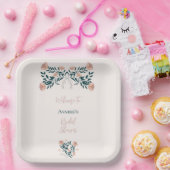 Rosa und Aquamarine Folklore Pappteller (Party)