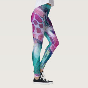 Rosa und Aquamarine Giraffe Kreative Wildtiere Abs Leggings