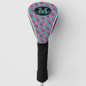 Rosa und Aquamarine Glitterie-Monogramm Golf Headcover (Vorderseite)