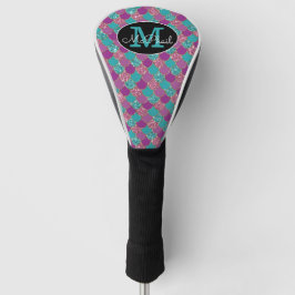 Rosa und Aquamarine Glitterie-Monogramm Golf Headcover
