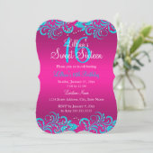 Rosa und Aquamarine, helle Blütenwirbelhose Sweet  Einladung (Stehend Vorderseite)