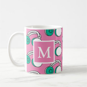 Rosa und Aquamarine Kopfhörer Pop Art Muster Mono Kaffeetasse