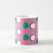 Rosa und Aquamarine Kopfhörer Pop Art Muster Monog Kaffeetasse (Mittel)
