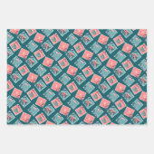 Rosa und Aquamarine Liebe Briefmarke Geschenkpapier Set (Vorderseite 3)