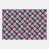 Rosa und Aquamarine Liebe Briefmarke Geschenkpapier Set (Vorderseite)