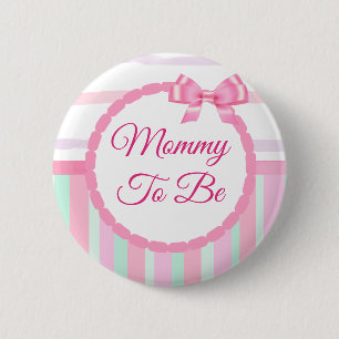 Rosa und Aquamarine Mami als Baby-Dusche Button