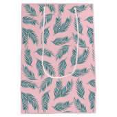 Rosa und Aquamarine Palm-Blätter tropisch Mittlere Geschenktüte (Rückseite)