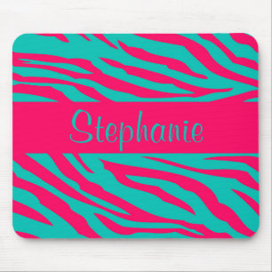 Rosa und Aquamarine Personalisierte Zebra-Maus Pad Mousepad