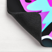 Rosa und Aquamarine psychedelische Lady in Kopfhör Mousepad (Ecke)