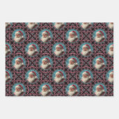 Rosa und Aquamarine Retro Santa Mandala Geometrisc Geschenkpapier Set (Vorderseite)