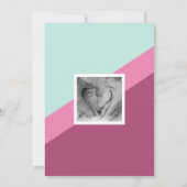 Rosa und Aquamarine Retro Streifen Baby Birne Ankündigung (Rückseite)