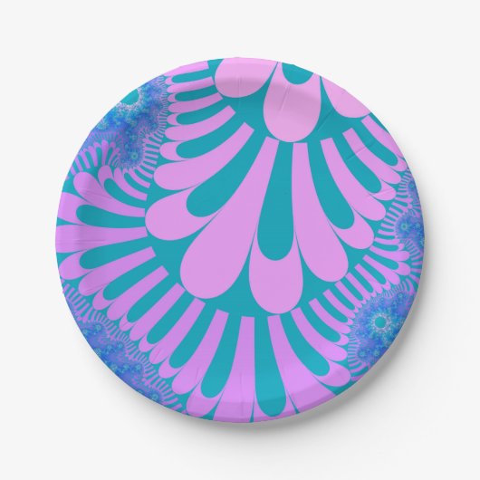 Rosa und Aquamarine Schleife Pappteller (Vorderseite)