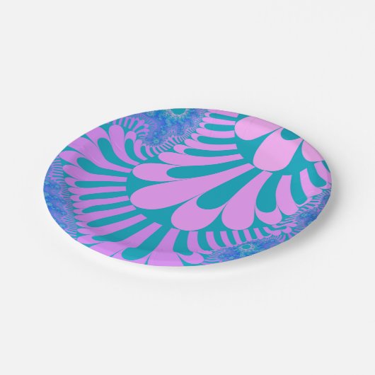 Rosa und Aquamarine Schleife Pappteller (Schrägansicht)