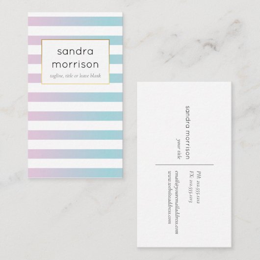 rosa und aquamarine Streifengeschäftskarte der Visitenkarte (Vorne/Hinten)