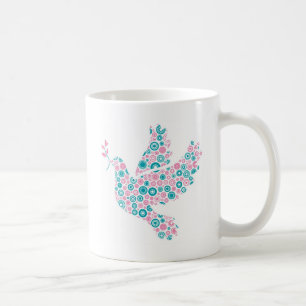 Rosa und aquamarine TAUBE Kaffeetasse