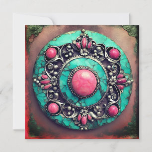 Rosa und aquamarine Tourmalie Oktober Geburtstein Karte