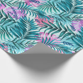 Rosa und Aquamarine tropische Palmen & Monstera Bl Geschenkpapier (Ecke)