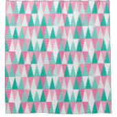 Rosa und Aquamarine Weihnachtsbäume Duschvorhang (Vorderseite)