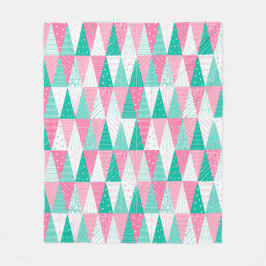 Rosa und Aquamarine Weihnachtsbäume Fleecedecke