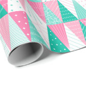Rosa und Aquamarine Weihnachtsbäume Geschenkpapier (Rolleneckpunkt)