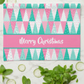 Rosa und Aquamarine Weihnachtsbäume Geschirrtuch (Gefaltet)