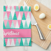 Rosa und Aquamarine Weihnachtsbäume Geschirrtuch (Viertel Falte)